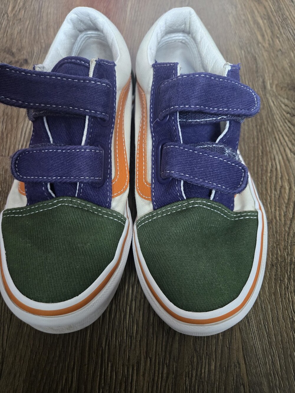 Vans Kids Colorblock Velcro Sneakers - Green, Purple & Orange